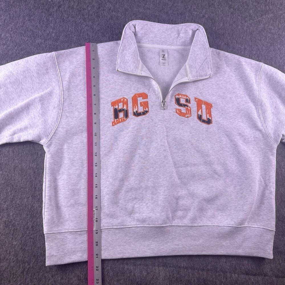 BGSU Ohio Women’s XL Cropped 1/4 Zip Gray Pullover‎ Hoodie NWOT Embroidered - Picture 3 of 12